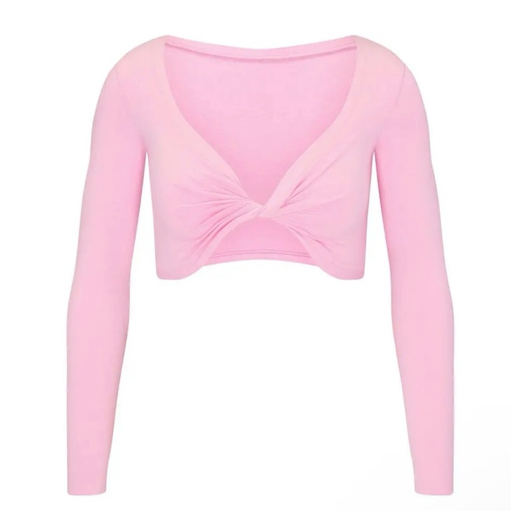SKIMS cotton twist long sleeve crop top cotton candy
